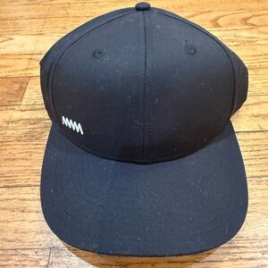 Black Snapback Hat with White Wave Accent